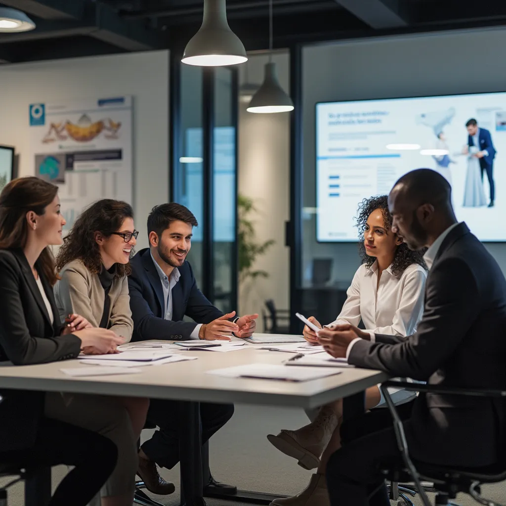 Equipo de consultores financieros trabajando juntos